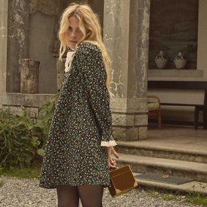 Doen Floral Mini Dress - Black and Green